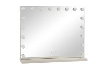 Glow stort makeupspejl 80 cm med belysning og lamper – Hollywood-spejl med USB-opladning - Beige - Boligtilbehør - Spejle - Spejl med belysning