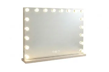 Glow stort makeupspejl 80 cm med belysning og lamper – Hollywood-spejl med USB-opladning - Beige - Boligtilbehør - Spejle - Spejl med belysning
