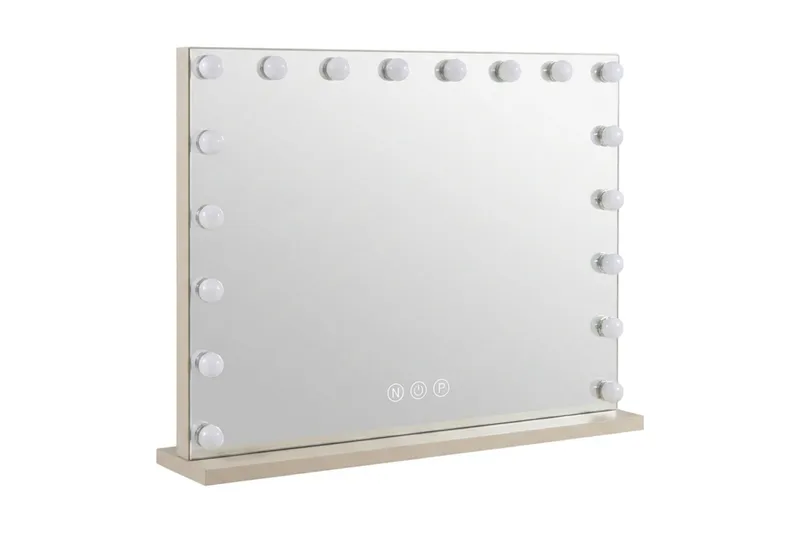 Glow Stort sminkspejl 80 cm med belysning - Beige - Boligtilbehør - Spejle - Spejl med belysning