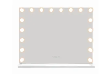 Glow Stort sminkspejl 80 cm med belysningslamper – Hollywood-spejl med USB-opladning - Hvid - Boligtilbehør - Spejle - Spejl med belysning
