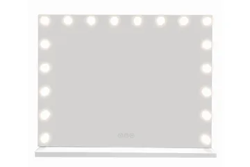 Glow Stort sminkspejl 80 cm med belysningslamper – Hollywood-spejl med USB-opladning - Hvid - Boligtilbehør - Spejle - Spejl med belysning
