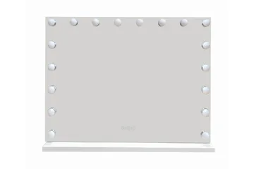 Glow Stort sminkspejl 80 cm med belysningslamper – Hollywood-spejl med USB-opladning - Hvid - Boligtilbehør - Spejle - Spejl med belysning