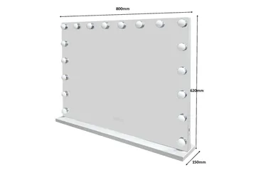 Glow Stort sminkspejl 80 cm med belysningslamper – Hollywood-spejl med USB-opladning - Hvid - Boligtilbehør - Spejle - Spejl med belysning