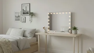 Glow Stort sminkspejl 80 cm med belysningslamper – Hollywood-spejl med USB-opladning - Hvid - Boligtilbehør - Spejle - Spejl med belysning