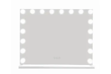 Glow Stort sminkspejl 80 cm med belysningslamper – Hollywood-spejl med USB-opladning - Hvid - Boligtilbehør - Spejle - Spejl med belysning
