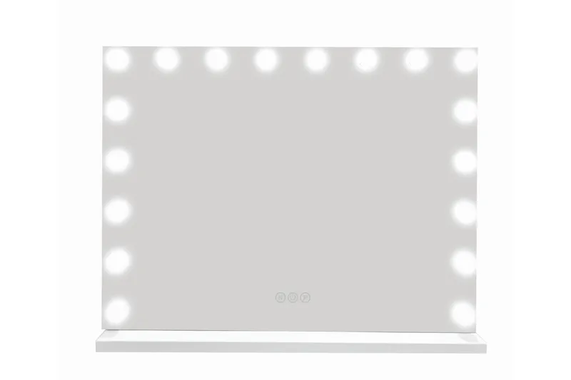 Glow Stort sminkspejl 80 cm med belysningslamper – Hollywood-spejl med USB-opladning - Hvid - Boligtilbehør - Spejle - Spejl med belysning