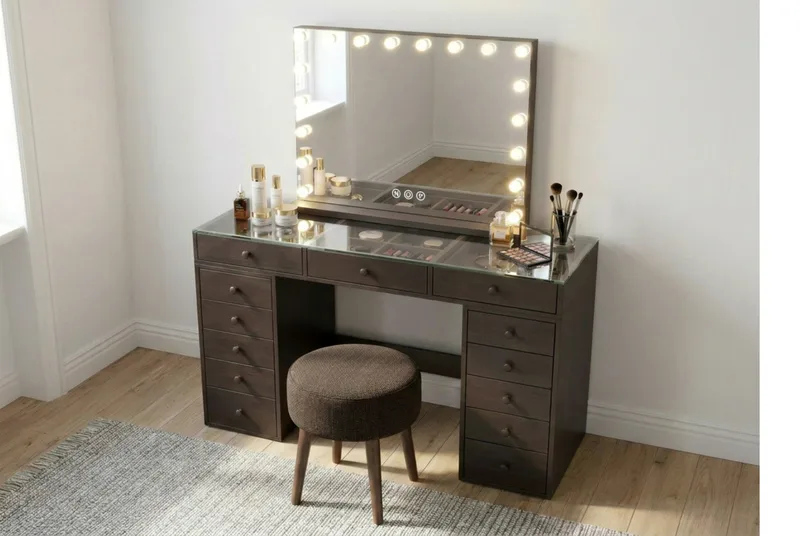 Glow Stort sminkspejl 80 cm med belysningslamper – Hollywood-spejl med USB-opladning - Boligtilbehør - Spejle - Spejl med belysning