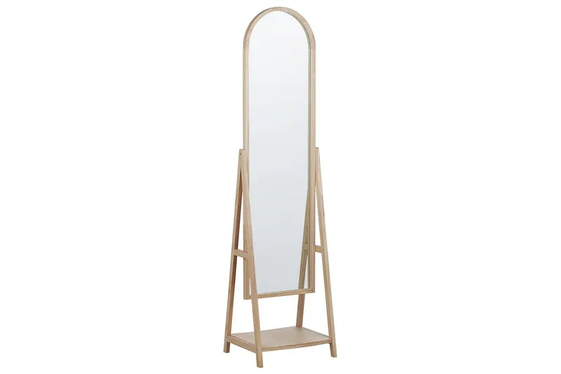 Golvspegel med hylla Beliani Chambery Light colored wood