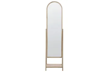 Golvspegel med hylla Beliani Chambery Light colored wood - Boligtilbehør - Spejle - Helkropsspejl