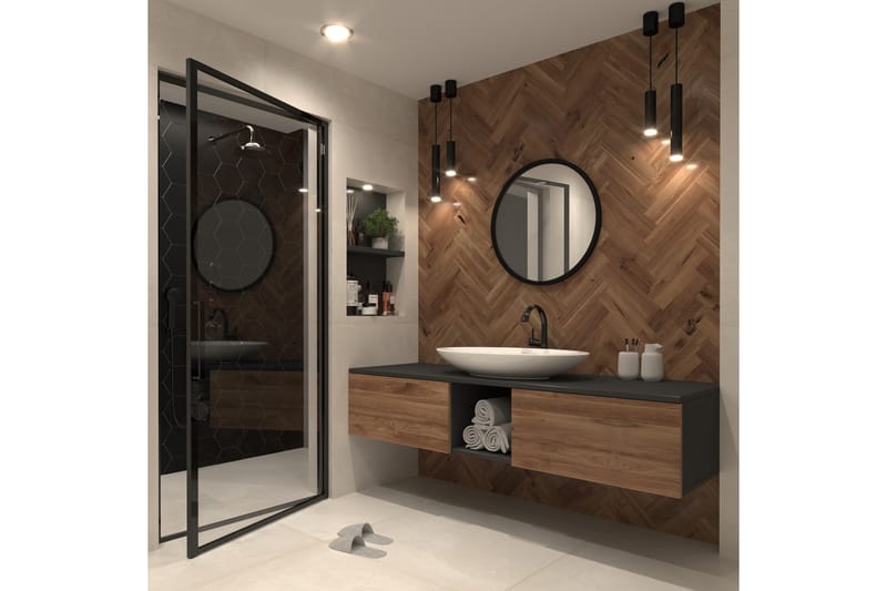 Grace Væghængt Spejl 60 cm, Sort