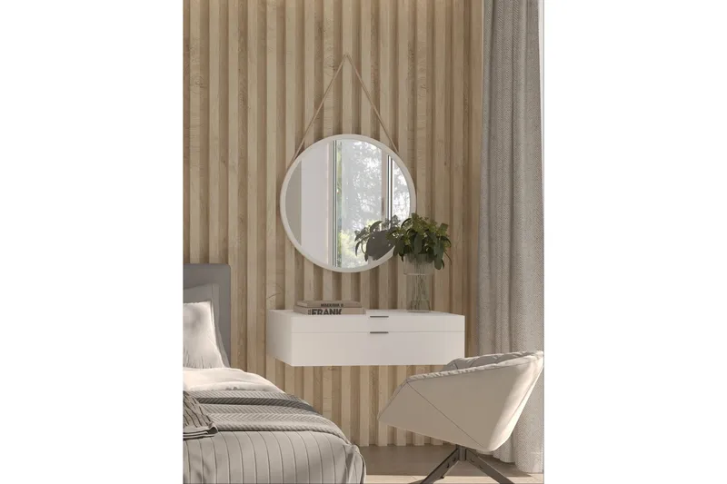 Grace Væghængt Spejl Rund 60 cm, Hvid