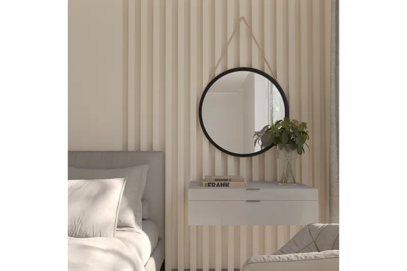 Grace Væghængt Spejl Rund 60 cm, Sort