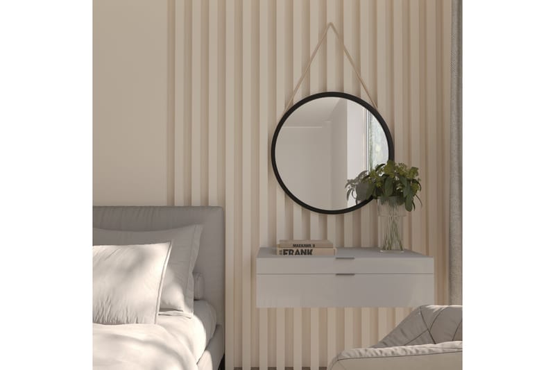 Grace Væghængt Spejl Rund 60 cm, Sort