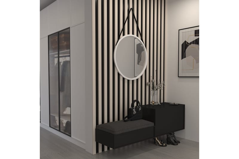 Grace Væghængt Spejl Rund 60 cm, Sort