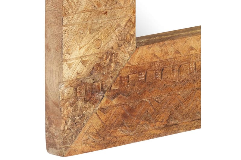 håndskåret spejl 110x50x11 cm massivt mangotræ - Brun - Boligtilbehør - Spejle - Vægspejl