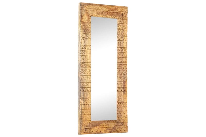 håndskåret spejl 110x50x11 cm massivt mangotræ - Brun - Boligtilbehør - Spejle - Vægspejl