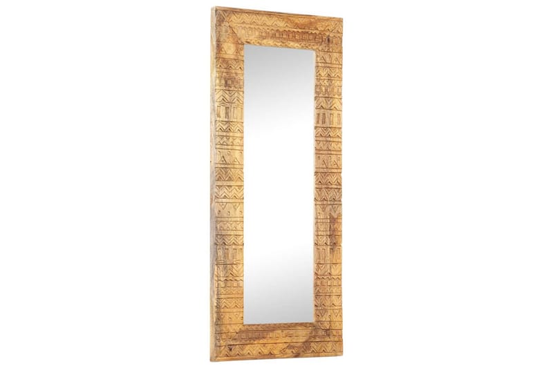 håndskåret spejl 110x50x11 cm massivt mangotræ - Brun - Vægspejl - Entréspejl