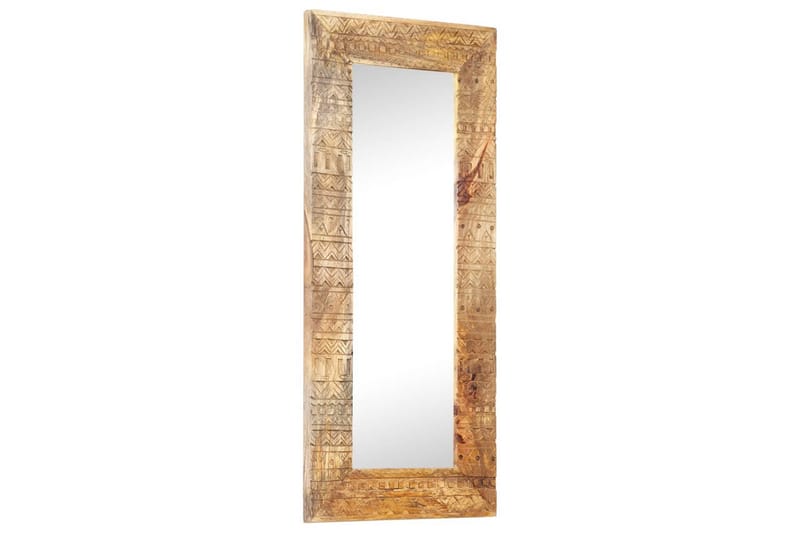 håndskåret spejl 110x50x11 cm massivt mangotræ - Brun - Boligtilbehør - Spejle - Vægspejl