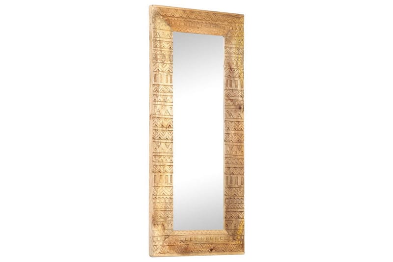 håndskåret spejl 110x50x11 cm massivt mangotræ - Brun - Vægspejl - Entréspejl