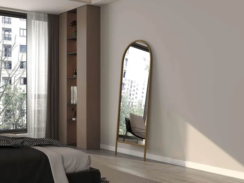 Halor Gulvspejl 70x180 cm - Guld - Boligtilbehør - Spejle - Helkropsspejl