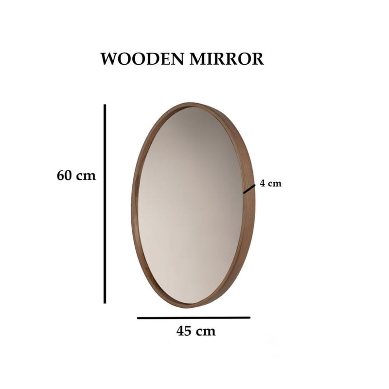 Lorys væghængt spejl Oval 45 cm - Brun/Hvid - Boligtilbehør - Spejle - Vægspejl