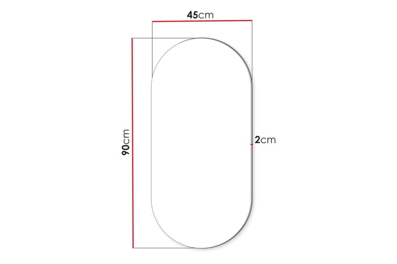 Monfort Væghængt Spejl Oval 45x90 cm - Brun - Boligtilbehør - Spejle - Vægspejl