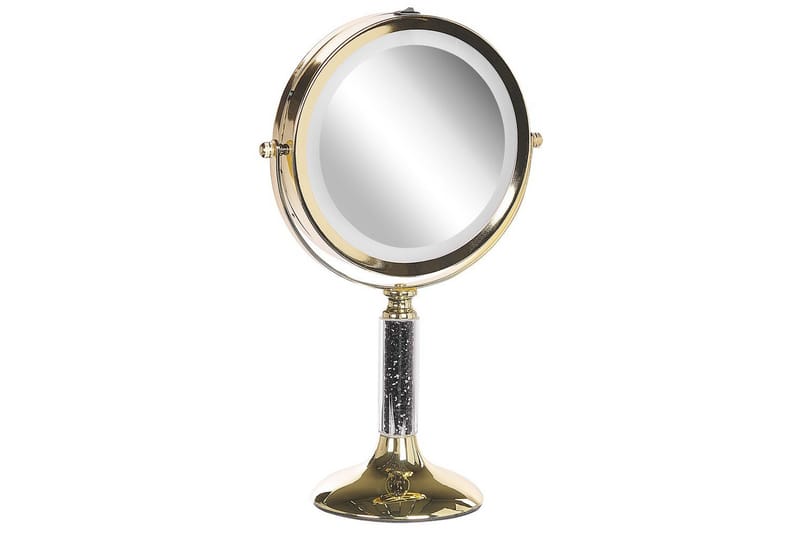 Sminkspegel Beliani Baixas Guld/svart GOLD||Black - Boligtilbehør - Spejle - Makeupspejl