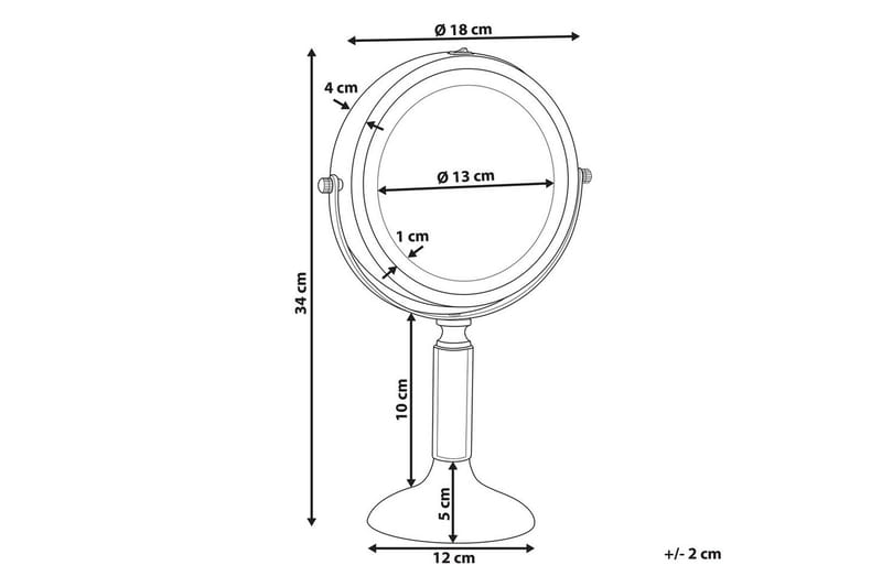 Sminkspegel Beliani Baixas Guld/svart GOLD||Black - Boligtilbehør - Spejle - Makeupspejl