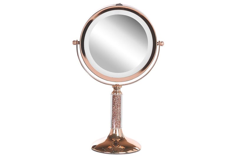 Sminkspegel Beliani Baixas Guld/svart Rose||GOLD - Boligtilbehør - Spejle - Spejl med belysning