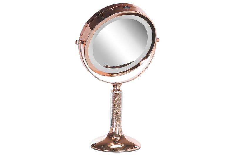 Sminkspegel Beliani Baixas Guld/svart Rose||GOLD - Boligtilbehør - Spejle - Spejl med belysning
