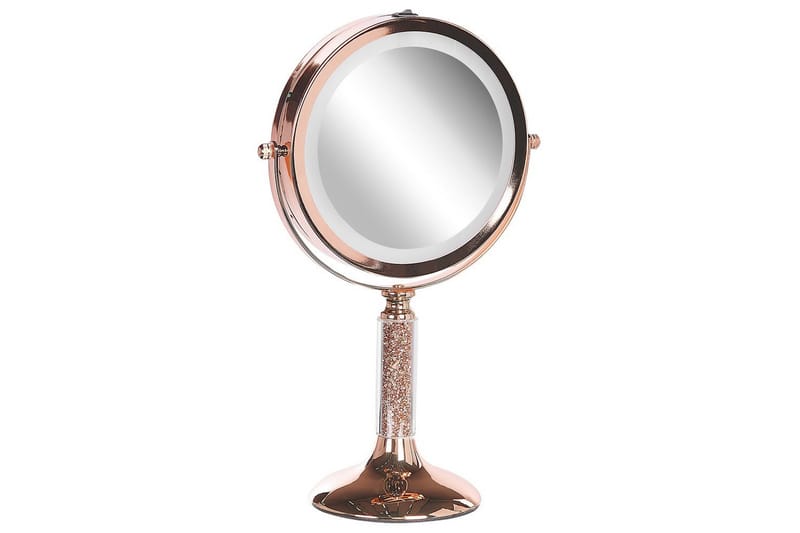 Sminkspegel Beliani Baixas Guld/svart Rose||GOLD - Boligtilbehør - Spejle - Spejl med belysning