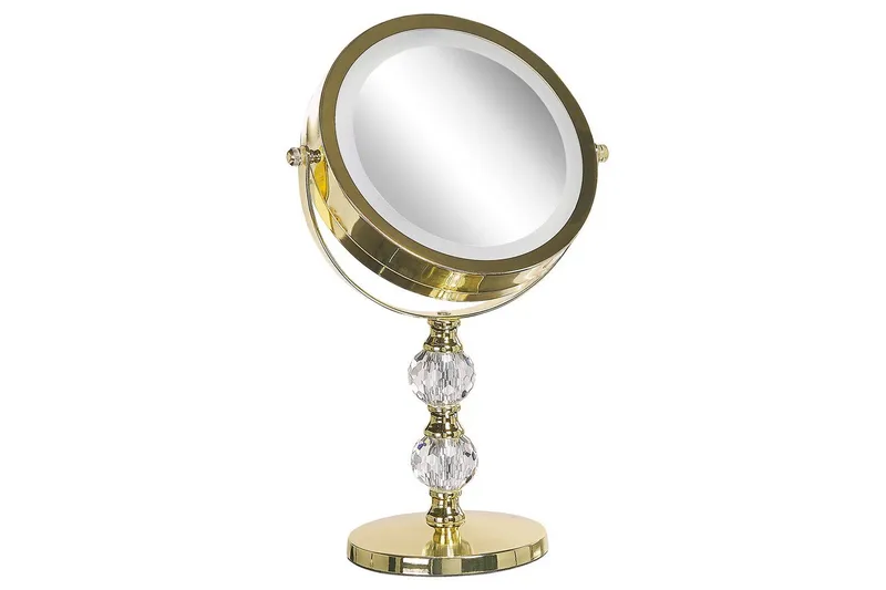 Sminkspegel Beliani Claira Guld GOLD - Boligtilbehør - Spejle - Spejl med belysning