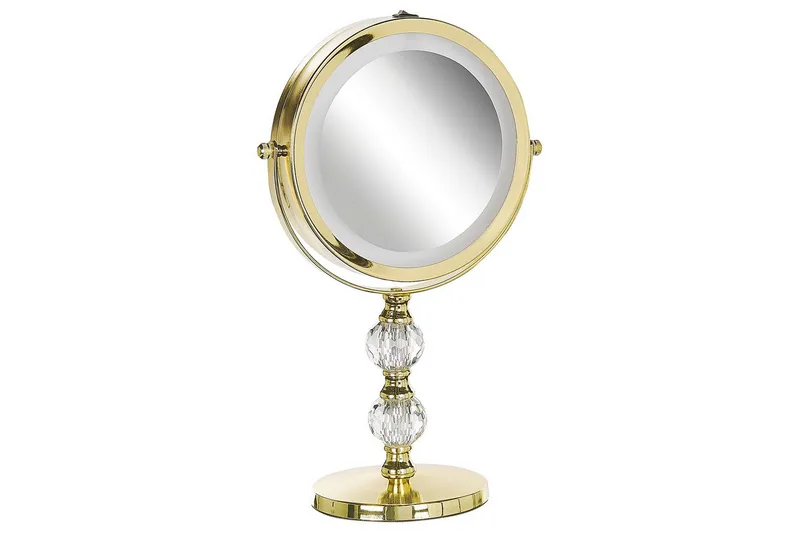 Sminkspegel Beliani Claira Guld GOLD - Boligtilbehør - Spejle - Spejl med belysning