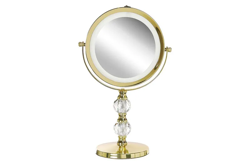 Sminkspegel Beliani Claira Guld GOLD - Boligtilbehør - Spejle - Spejl med belysning