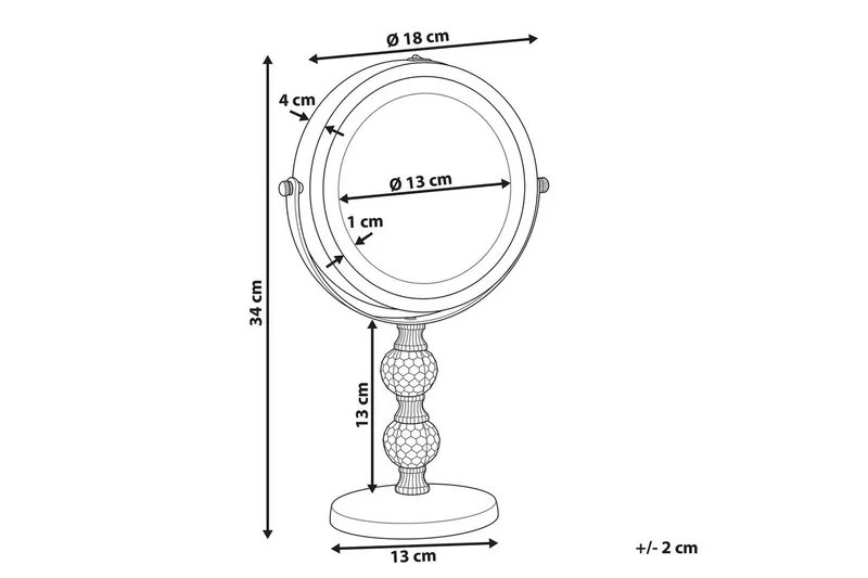Sminkspegel Beliani Claira Guld Silver - Boligtilbehør - Spejle - Makeupspejl
