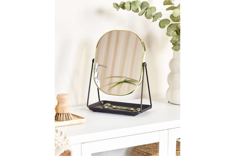 Sminkspegel Beliani Correze Guld/svart GOLD||Black - Boligtilbehør - Spejle - Makeupspejl