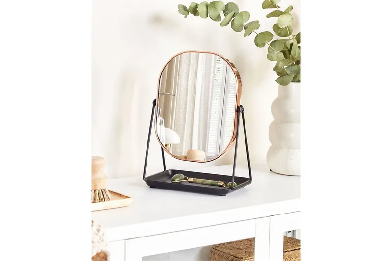 Sminkspegel Beliani Correze Guld/svart Rose||Black - Boligtilbehør - Spejle - Makeupspejl