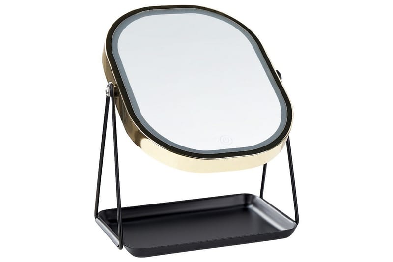 Sminkspegel Beliani Dordogne Guld/svart GOLD||Black - Boligtilbehør - Spejle - Spejl med belysning
