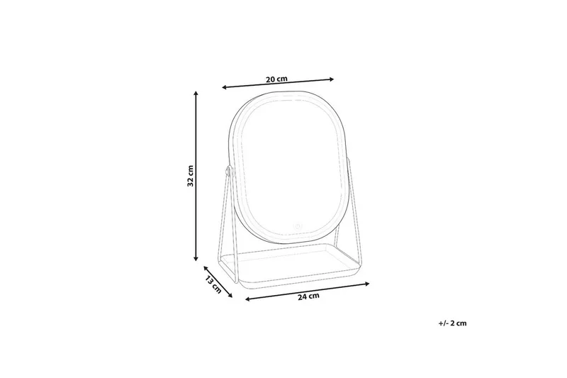 Sminkspegel Beliani Dordogne Guld/svart GOLD||Black - Boligtilbehør - Spejle - Spejl med belysning