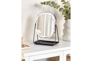 Sminkspegel Beliani Dordogne Guld/svart Silver||Black - Boligtilbehør - Spejle - Spejl med belysning