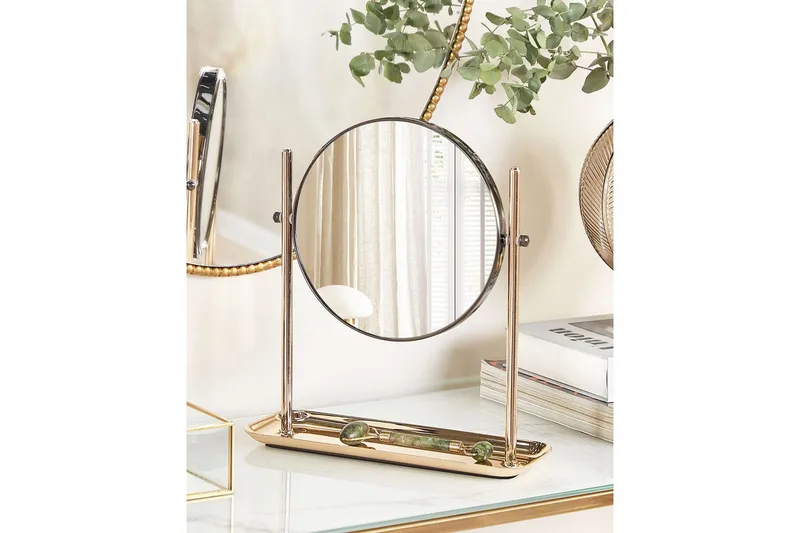 Sminkspegel Beliani Finistere GOLD||Black - Boligtilbehør - Spejle - Makeupspejl