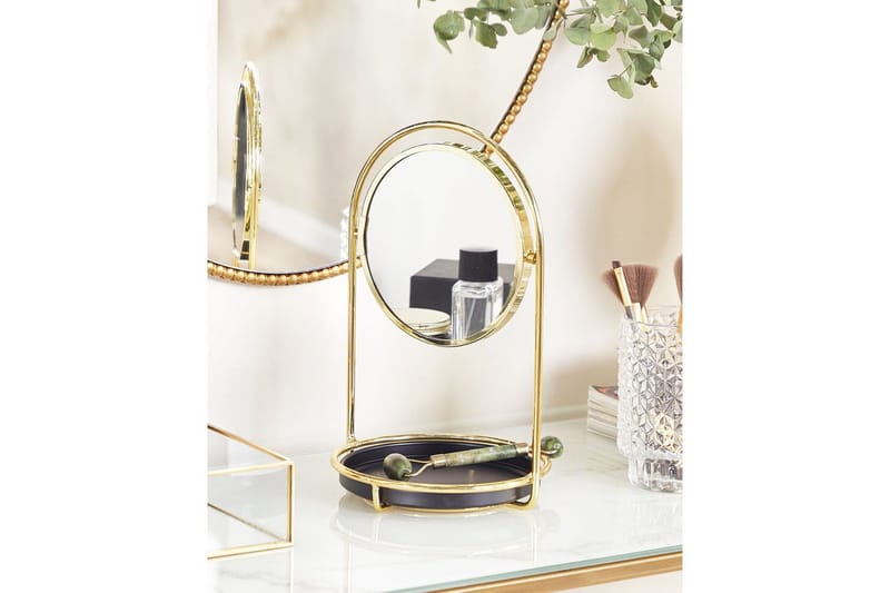 Sminkspegel Beliani Indre GOLD||Black - Boligtilbehør - Spejle - Makeupspejl