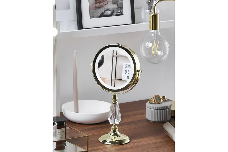 Sminkspegel Beliani Maury Guld GOLD VALUE_MISSING_2 - Boligtilbehør - Spejle - Spejl med belysning