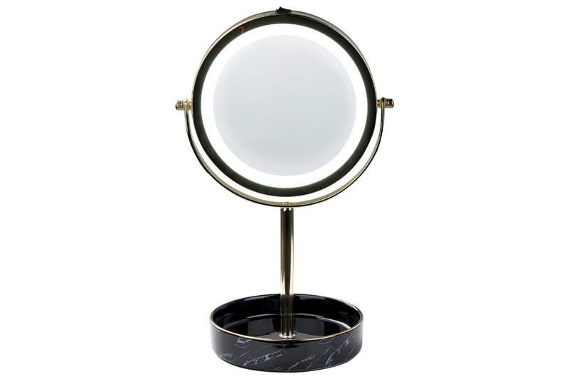 Sminkspegel Beliani Savoie Guld/Svart GOLD||Black - Boligtilbehør - Spejle - Spejl med belysning