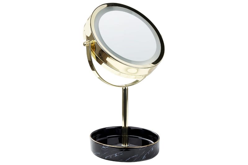 Sminkspegel Beliani Savoie Guld/Svart GOLD||Black - Boligtilbehør - Spejle - Spejl med belysning
