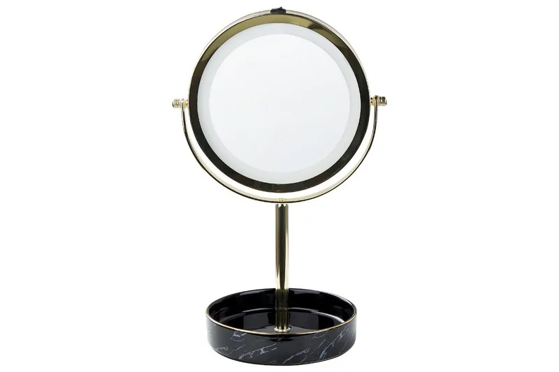 Sminkspegel Beliani Savoie Guld/Svart GOLD||Black - Boligtilbehør - Spejle - Spejl med belysning