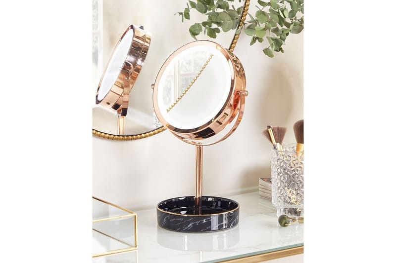Sminkspegel Beliani Savoie Guld/Svart Rose||Black - Boligtilbehør - Spejle - Spejl med belysning