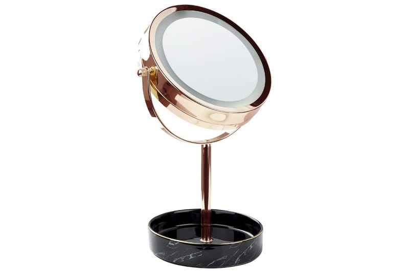 Sminkspegel Beliani Savoie Guld/Svart Rose||Black - Boligtilbehør - Spejle - Spejl med belysning