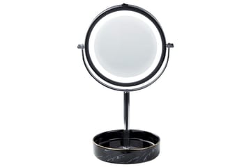 Sminkspegel Beliani Savoie Guld/Svart Silver||Black - Boligtilbehør - Spejle - Spejl med belysning