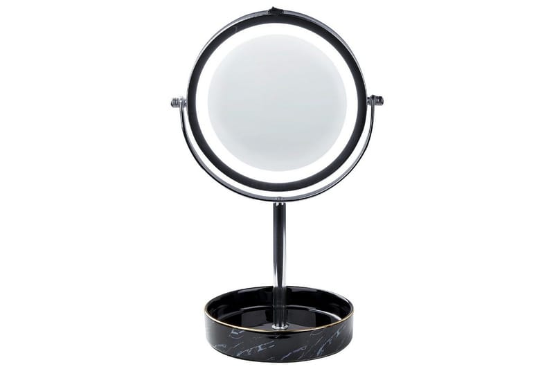 Sminkspegel Beliani Savoie Guld/Svart Silver||Black - Boligtilbehør - Spejle - Spejl med belysning